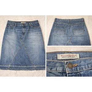Abercrombie & Fitch Denim Skirt Size 6 Y2K Distressed Mini Jean Skirt